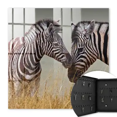 Key box for home Zebras together on a beige background