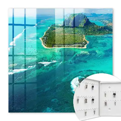 Wall mounted key box Tropical paradise with a turquoise ocean