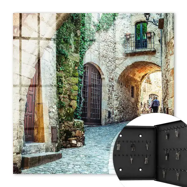 Wall mounted key box A historic street in a classic style