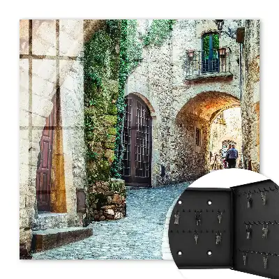 Wall mounted key box A historic street in a classic style