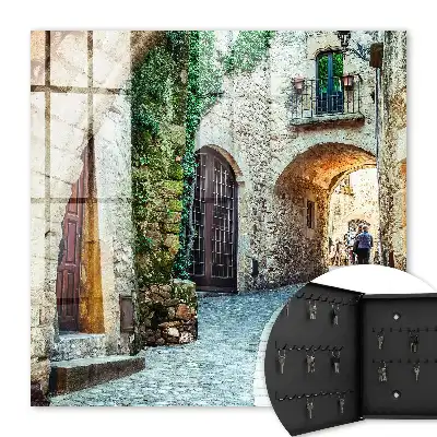 Wall mounted key box A historic street in a classic style