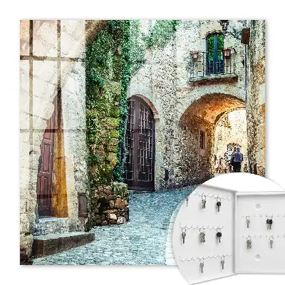 Wall mounted key box A historic street in a classic style