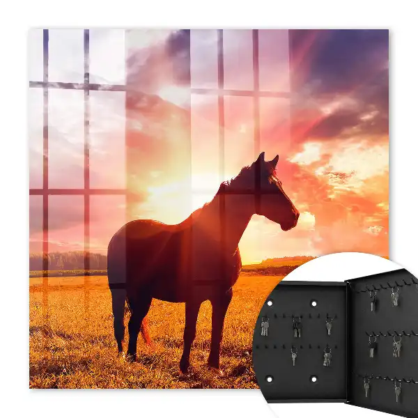 Key box for home A horse in the setting sun