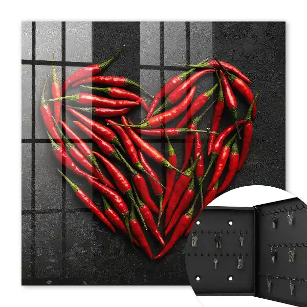 Wall mounted key cabinet Heart-shaped peppers