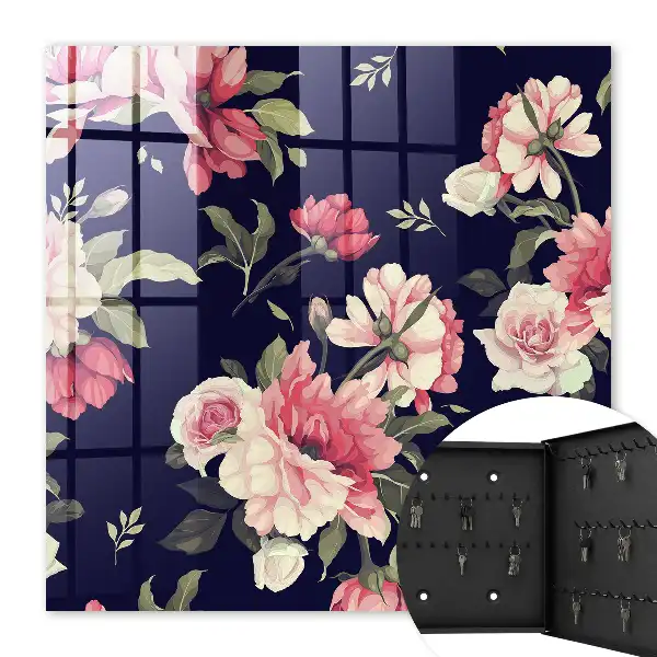 Key box for home Romantic flowers in a dark background
