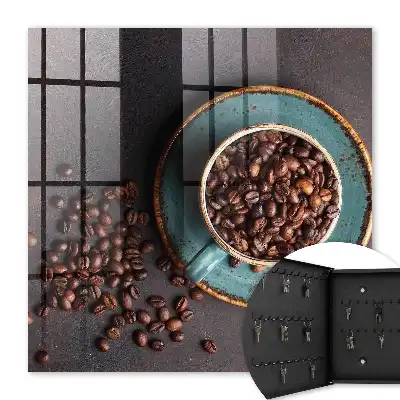 Decorative key box Coffee beans turquoise plate
