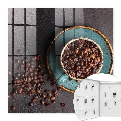 Decorative key box Coffee beans turquoise plate