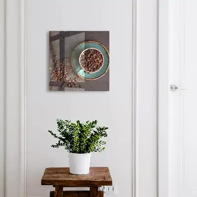 Decorative key box Coffee beans turquoise plate