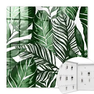 Wall mounted key cabinet Plant patterns diversify the space