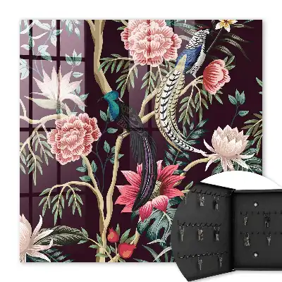 Key cabinet Graceful flowers and birds