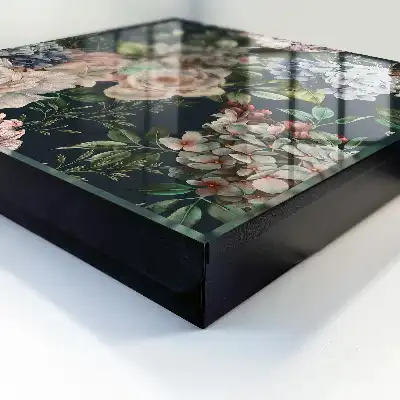 Wall mounted key box Floral pattern on a dark background