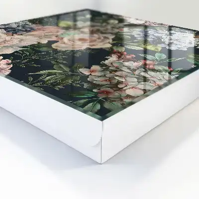 Wall mounted key box Floral pattern on a dark background