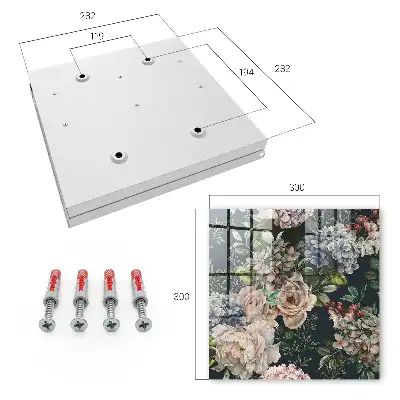 Wall mounted key box Floral pattern on a dark background