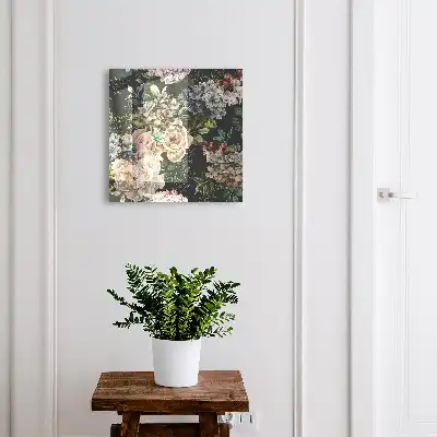 Wall mounted key box Floral pattern on a dark background