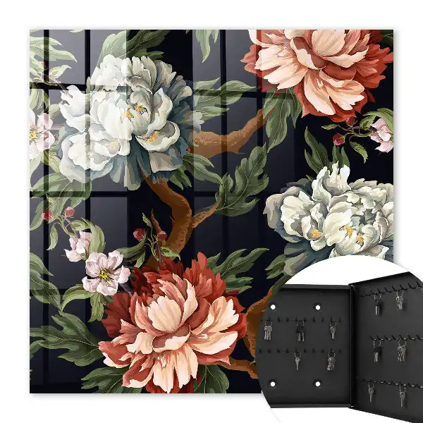 Decorative key box Flowers of nature in the dark background