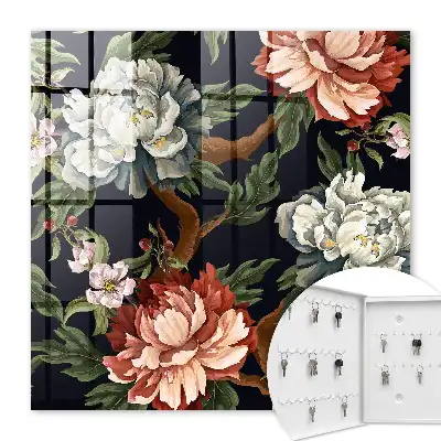 Decorative key box Flowers of nature in the dark background