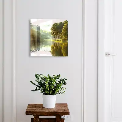 Wall mounted key cabinet Green landscape of trees