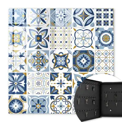 Wall mounted key cabinet Colorful tiles in shades of yellow