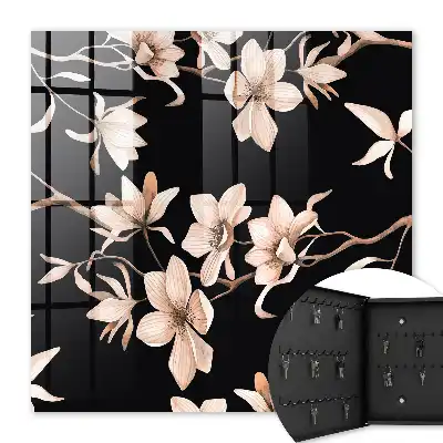 Key cabinet Cream flowers with subtle details