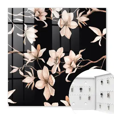 Key cabinet Cream flowers with subtle details