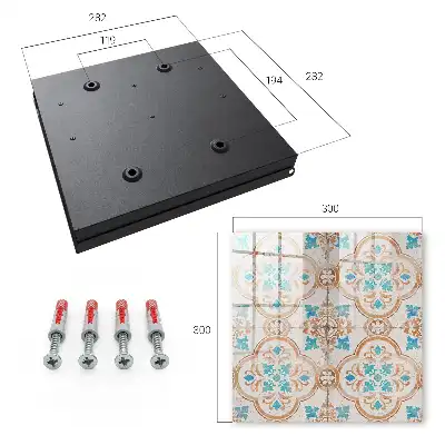 Wall mounted key cabinet Turquoise and orange tile pattern