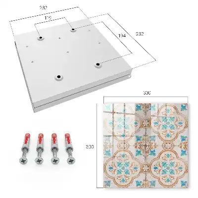 Wall mounted key cabinet Turquoise and orange tile pattern