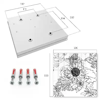Key box for home Black and white flowers line art
