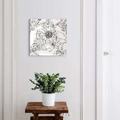 Key box for home Black and white flowers line art