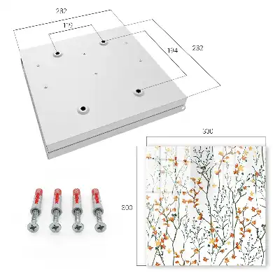Wall mounted key cabinet Floral pattern on a white background