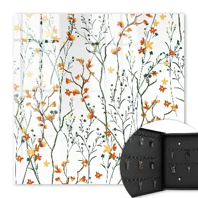 Wall mounted key cabinet Floral pattern on a white background