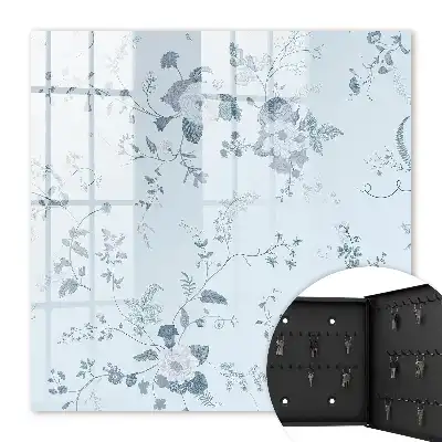 Wall mounted key cabinet Botanical flowers in a light background