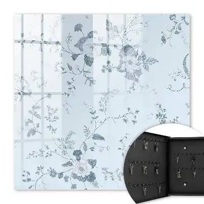 Wall mounted key cabinet Botanical flowers in a light background