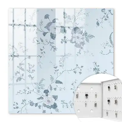 Wall mounted key cabinet Botanical flowers in a light background