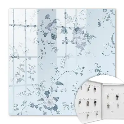 Wall mounted key cabinet Botanical flowers in a light background