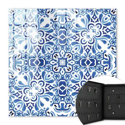 Key cabinet Tiled ornaments in shades of blue