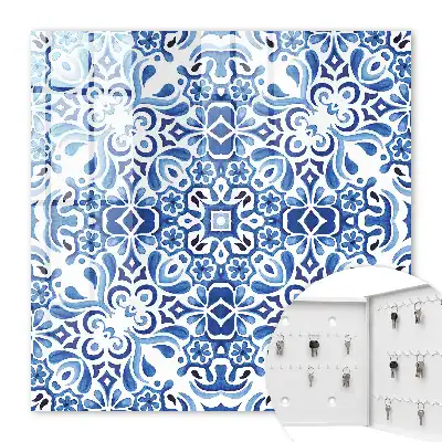 Key cabinet Tiled ornaments in shades of blue