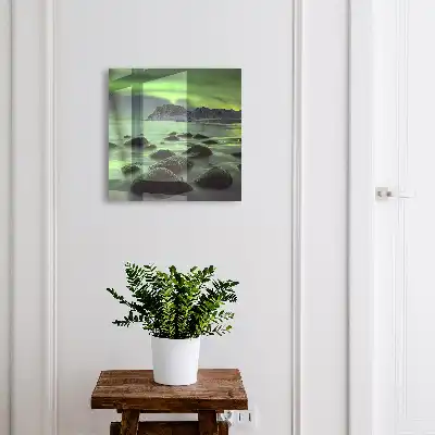 Key box for home Northern Lights on the rocky coast