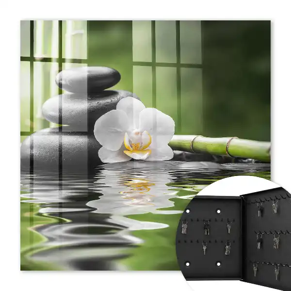 Decorative key box Orchid zen stones in water