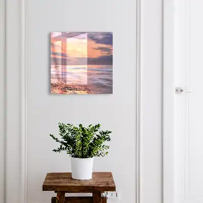 Wall mounted key cabinet Sunset over the sea