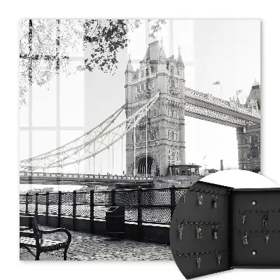 Wall mounted key box Gothic bridge surrounded by nature