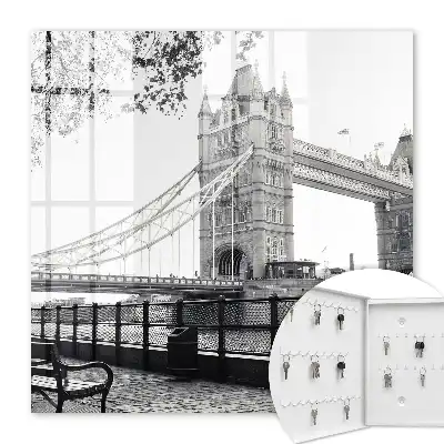 Wall mounted key box Gothic bridge surrounded by nature