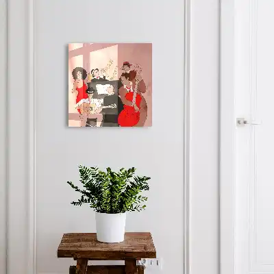 Wall mounted key box Jazz scene warm colors