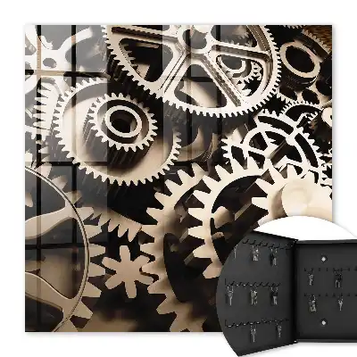 Wall mounted key cabinet Mechanical symbiosis of metallic colors