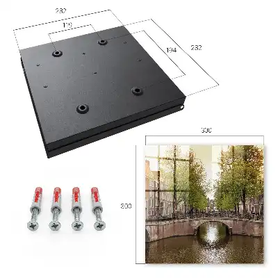 Wall mounted key cabinet The city canal is green with trees