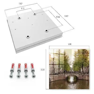 Wall mounted key cabinet The city canal is green with trees