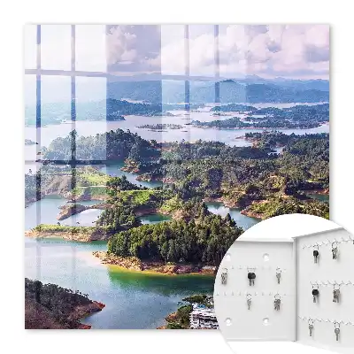 Decorative key box Green islands of blue waters