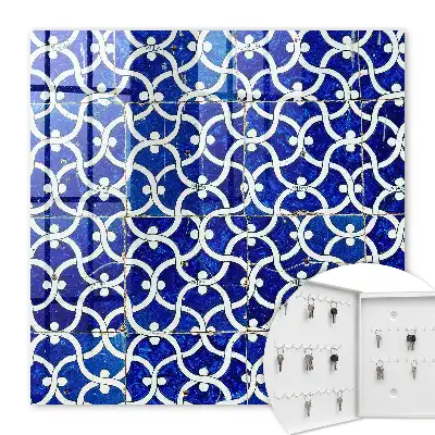 Wall mounted key cabinet Geometric white tiles with patterns