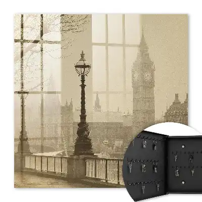 Wall mounted key cabinet Foggy London in the fog