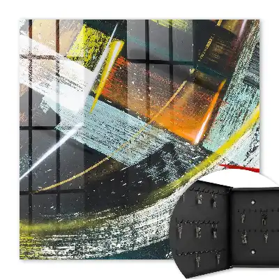 Wall mounted key box A colorful swirl of colors and shapes