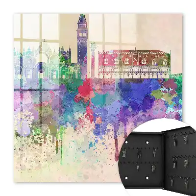 Wall mounted key cabinet Urban watercolor with spots